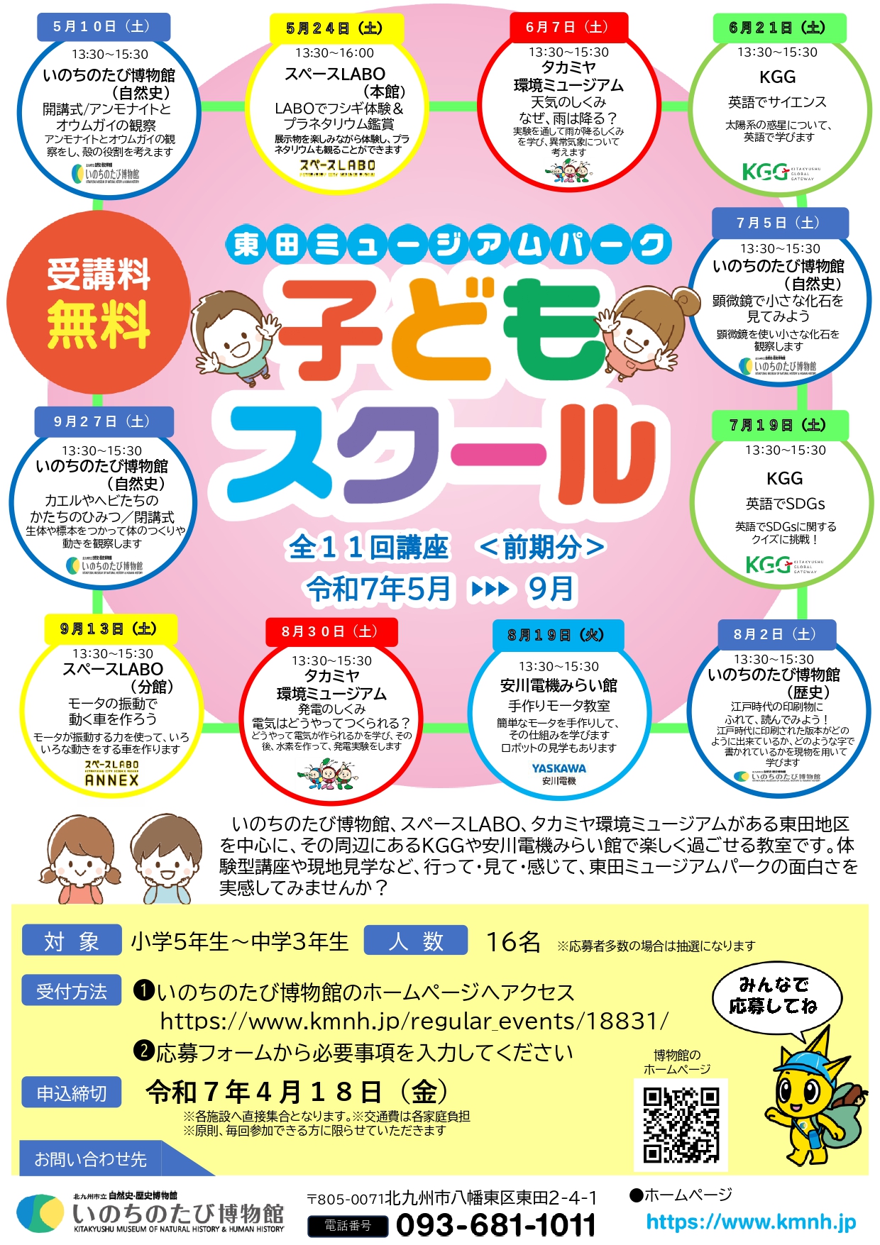 2026年度 東田ミュージアムパーク子どもスクール（受講料無料）参加者